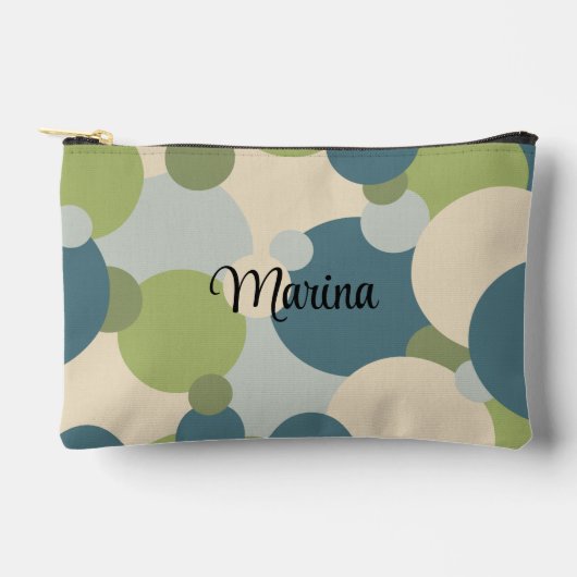 青パーソナライズされた緑分子 アクセサリーポーチ (正面)