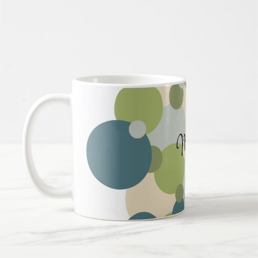 青パーソナライズされた緑分子 コーヒーマグカップ (左)