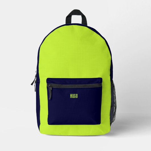 青パーソナライズされた緑 プリントバックパック (正面)