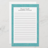 青パーソナライズされた線と白い文房具 便箋 (正面/裏面)