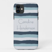 青パーソナライズされた航海のストライプの色 Case-Mate iPhoneケース (裏面)