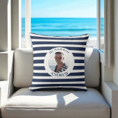 青パーソナライズされた航海のストライプ枕 クッション