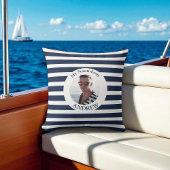 青パーソナライズされた航海のストライプ枕 クッション