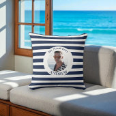 青パーソナライズされた航海のストライプ枕 クッション