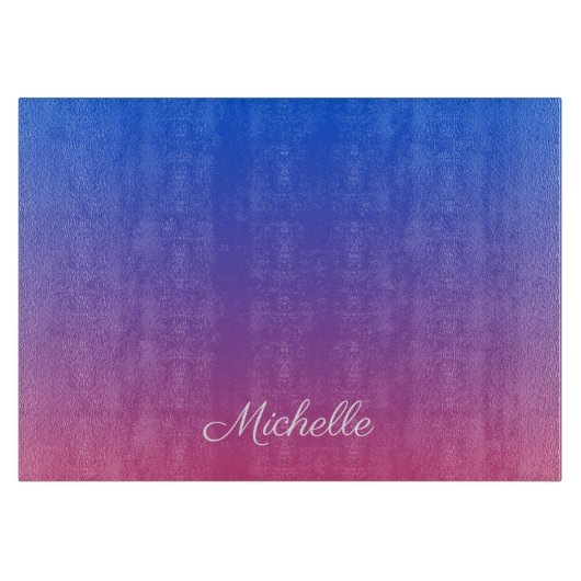 青パーソナライズされた色とピンクグラデーション色 カッティングボード (正面)