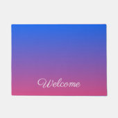 青パーソナライズされた色とピンクグラデーション色 ドアマット (正面)