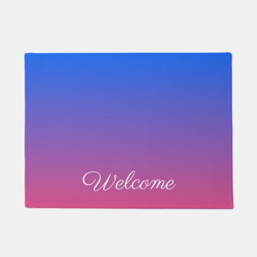 青パーソナライズされた色とピンクグラデーション色 ドアマット (正面)
