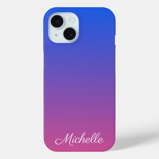 青パーソナライズされた色とピンクグラデーション色 Case-Mate iPhoneケース (裏面)