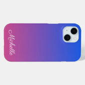 青パーソナライズされた色とピンクグラデーション色 Case-Mate iPhoneケース (裏面 (横))