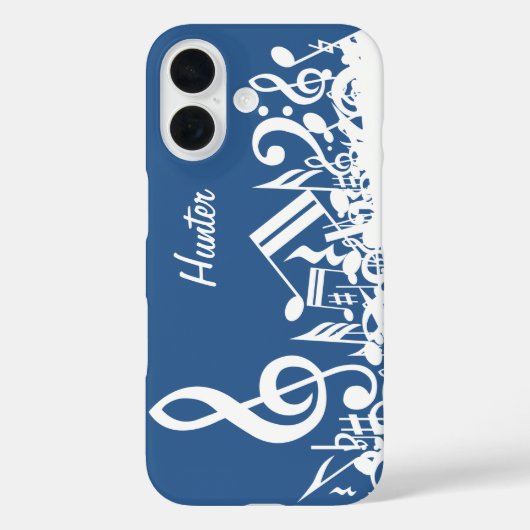 青パーソナライズされた色に混ぜ合わせた白い音符 Case-Mate iPhoneケース (裏面)
