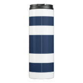 青パーソナライズされた色のストライプパターン タンブラー (裏面)