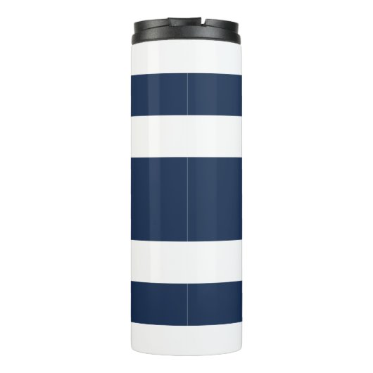 青パーソナライズされた色のストライプパターン タンブラー (裏面)