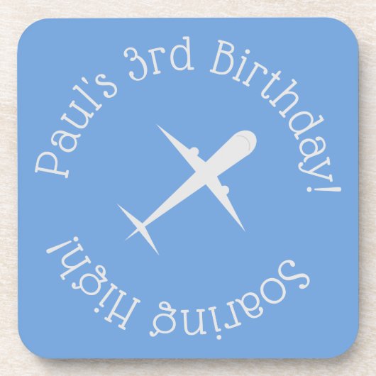 青パーソナライズされた色の飛行機 コースター (正面)