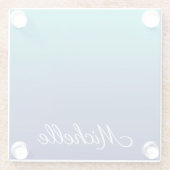 青パーソナライズされた色グラデーション勾配 ガラスコースター (裏面)