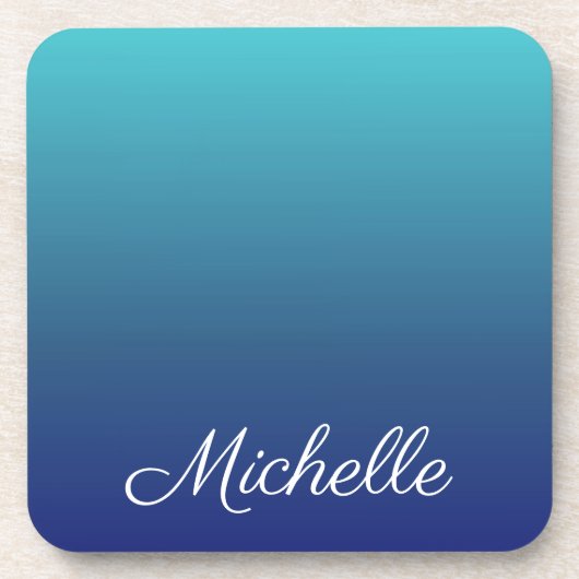 青パーソナライズされた色グラデーション勾配 コースター (正面)