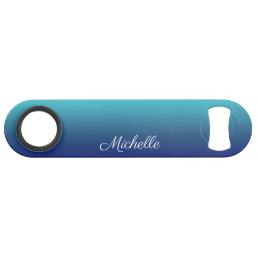 青パーソナライズされた色グラデーション勾配 スピード栓抜き (正面(横))