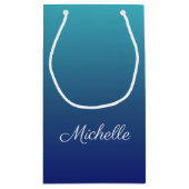 青パーソナライズされた色グラデーション勾配 スモールペーパーバッグ (裏面)