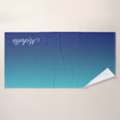 青パーソナライズされた色グラデーション勾配 バスタオル (バスタオル)