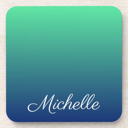 青パーソナライズされた色グラデーション コースター (正面)