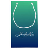 青パーソナライズされた色グラデーション スモールペーパーバッグ (裏面)