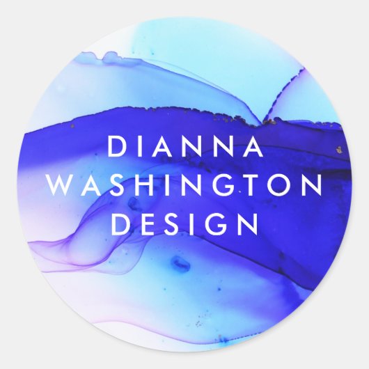 青パーソナライズされた色ブロ ラウンドシール (正面)