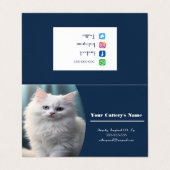 青パーソナライズされた色地折名刺 名刺 (外部フラット)