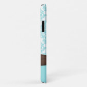 青パーソナライズされた色、茶色、白ダマスクiPhone 11 Case-Mate iPhoneケース (裏面/右)