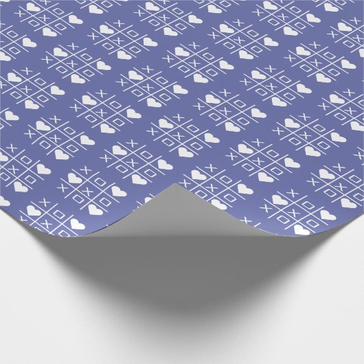 青パーソナライズされた色XOXOハート結婚ズ、記念日 ラッピングペーパー (角)