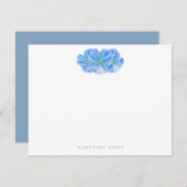 青パーソナライズされた花ノートカード ノートカード (正面/裏面)