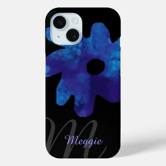 青パーソナライズされた花 Case-Mate iPhoneケース (裏面)