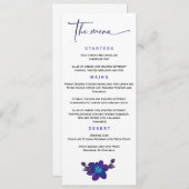 青パーソナライズされた蘭のメ結婚ニューテンプレート メニュー (正面/裏面)