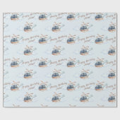 青パーソナライズされた誕生日水色ヘリコプタ ラッピングペーパー (フラット)