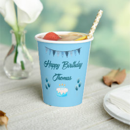 青パーソナライズされた誕生日 紙コップ