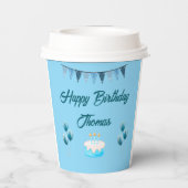 青パーソナライズされた誕生日 紙コップ (裏面)