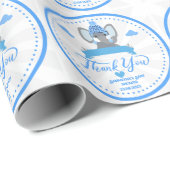 青パーソナライズされた象素朴男の子のシャワー ラッピングペーパー (ロールコーナー)