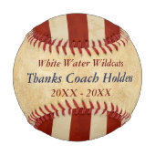 青パーソナライズされた赤野球監督 野球ボール (正面)