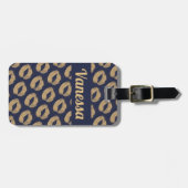 青パーソナライズされた金ゴールドグリッター唇エレガント ラゲッジタグ (正面横)