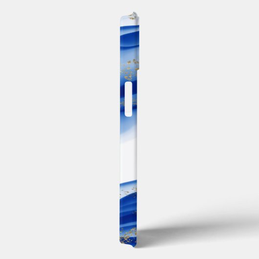 青パーソナライズされた金ゴールドホワイトインク渦流水色 Case-Mate iPhoneケース (裏面 / 右)