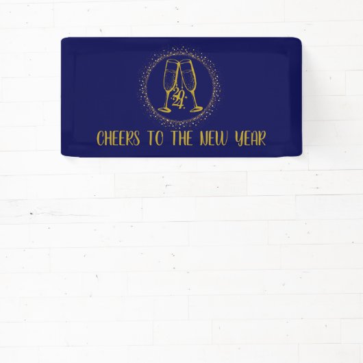 青パーソナライズされた金ゴールド大晦日パーティー 横断幕 (インサイチュ)