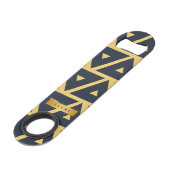 青パーソナライズされた金ゴールド幾何学模様 スピード栓抜き (正面アングル)