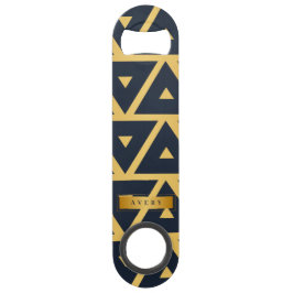 青パーソナライズされた金ゴールド幾何学模様 スピード栓抜き