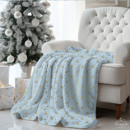 青パーソナライズされた金ゴールド星 シェルパブランケット