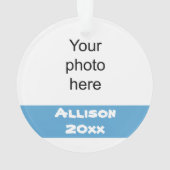 青パーソナライズされた銀チアリーダーオーナメント オーナメント (裏面)