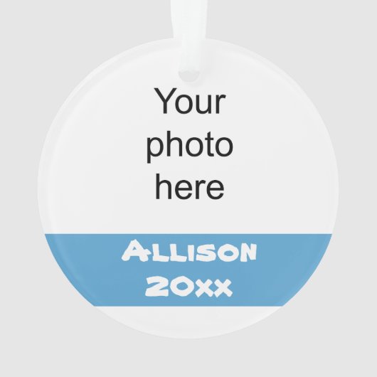 青パーソナライズされた銀チアリーダーオーナメント オーナメント (裏面)