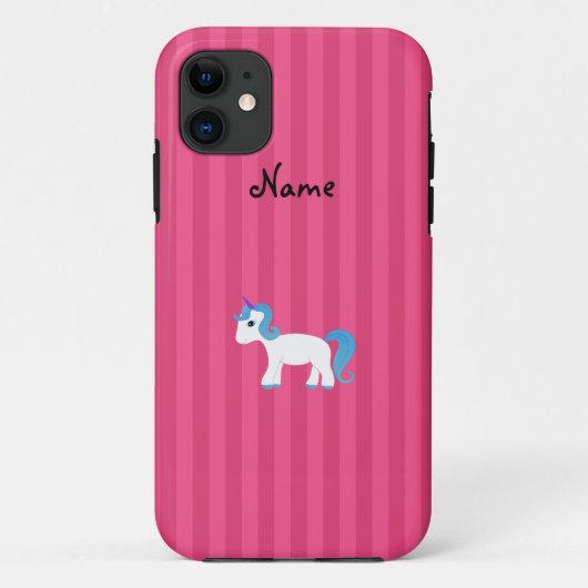 青パーソナライズされた髪ユニコーンピンクストライプ色 Case-Mate iPhoneケース (裏面)