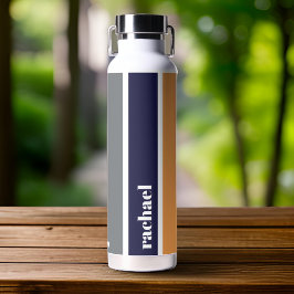 青パーソナライズされた黄ストライプの水瓶 ウォーターボトル