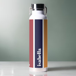 青パーソナライズされた黄赤ストライプの水瓶 ウォーターボトル