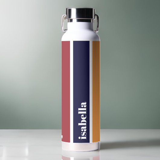 青パーソナライズされた黄赤ストライプの水瓶 ウォーターボトル