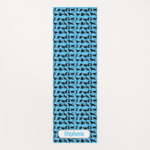 青パーソナライズされた黒猫のシルエットパターン ヨガマット (正面)