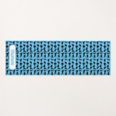 青パーソナライズされた黒猫のシルエットパターン ヨガマット (正面(横))